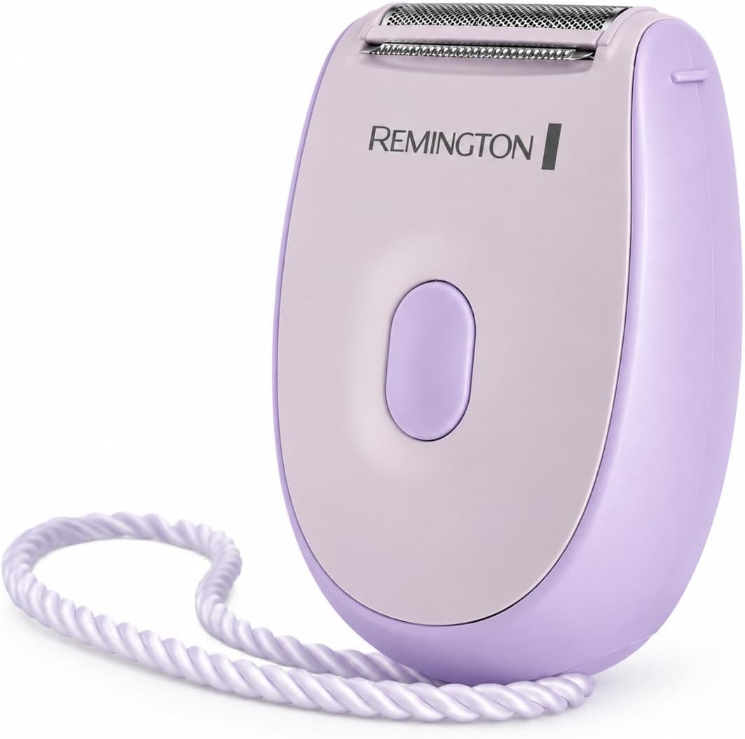 A Remington electric shaver in light purple/lavender with a matching wrist strap, shown on a clean white background.