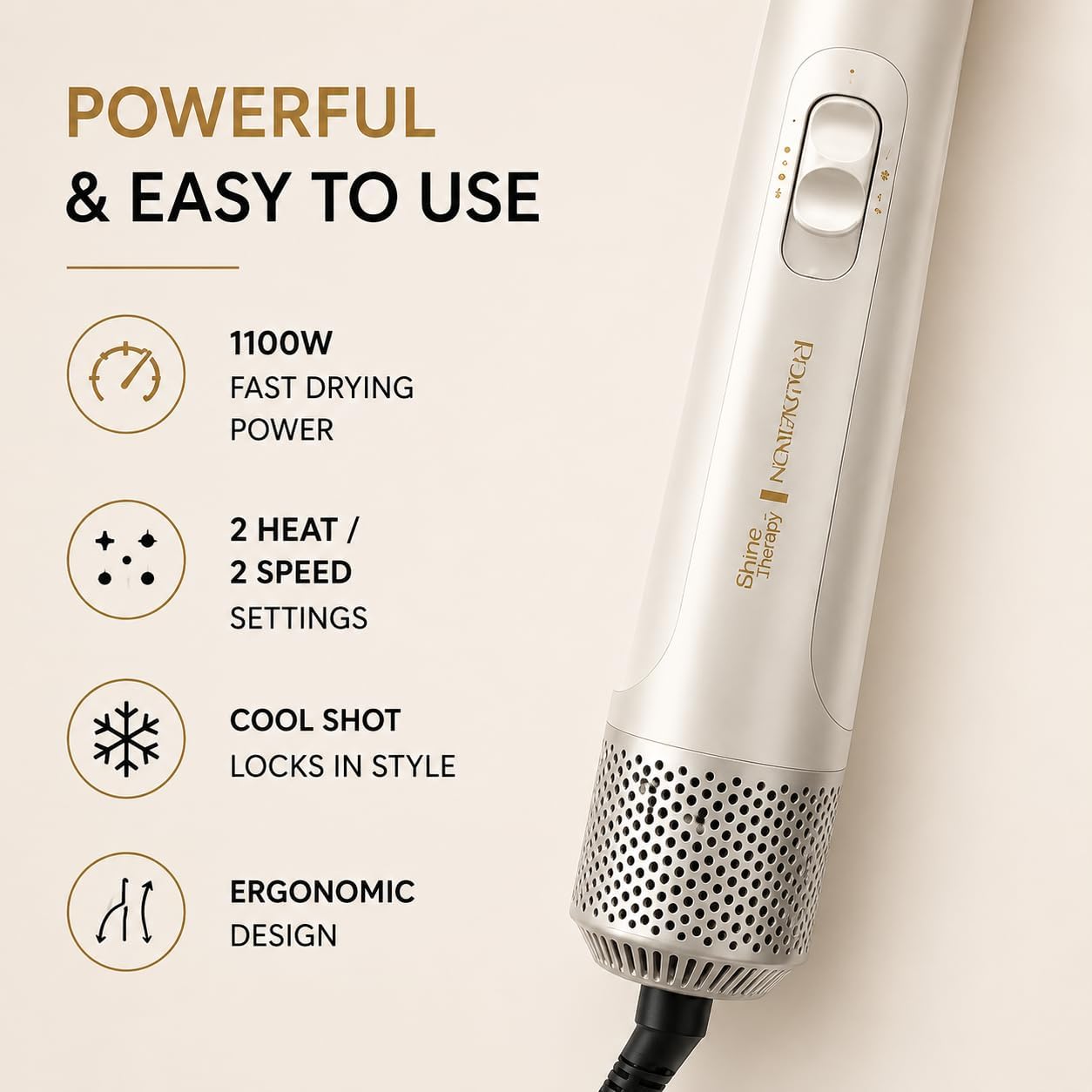Shine Therapy 2.4” Hair Dryer Brush, Champagne