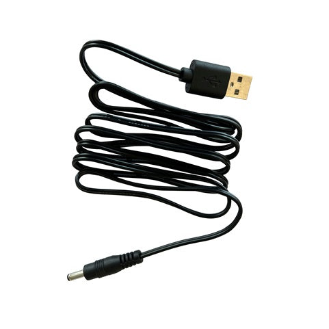 Black USB cable with connectors on a white background