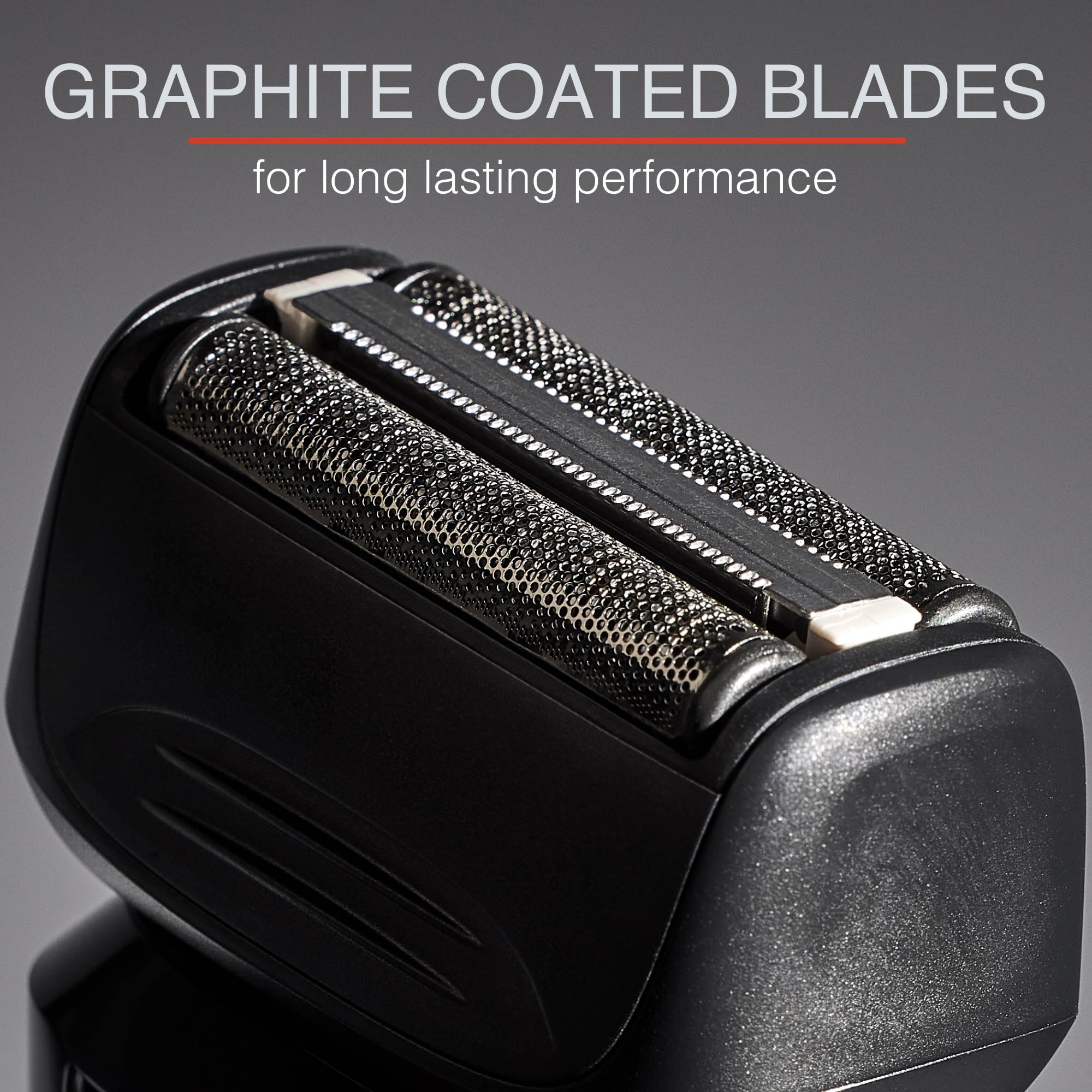 Remington F4010 Foil Shaver head with graphite coated blades on a gray background