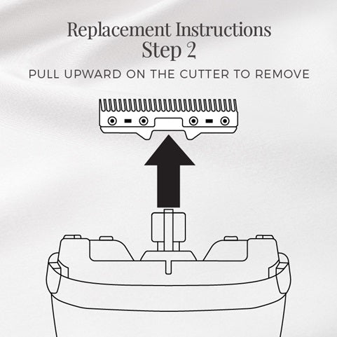 Illustration of replacement instructions for a hair removal device with text and an arrow.