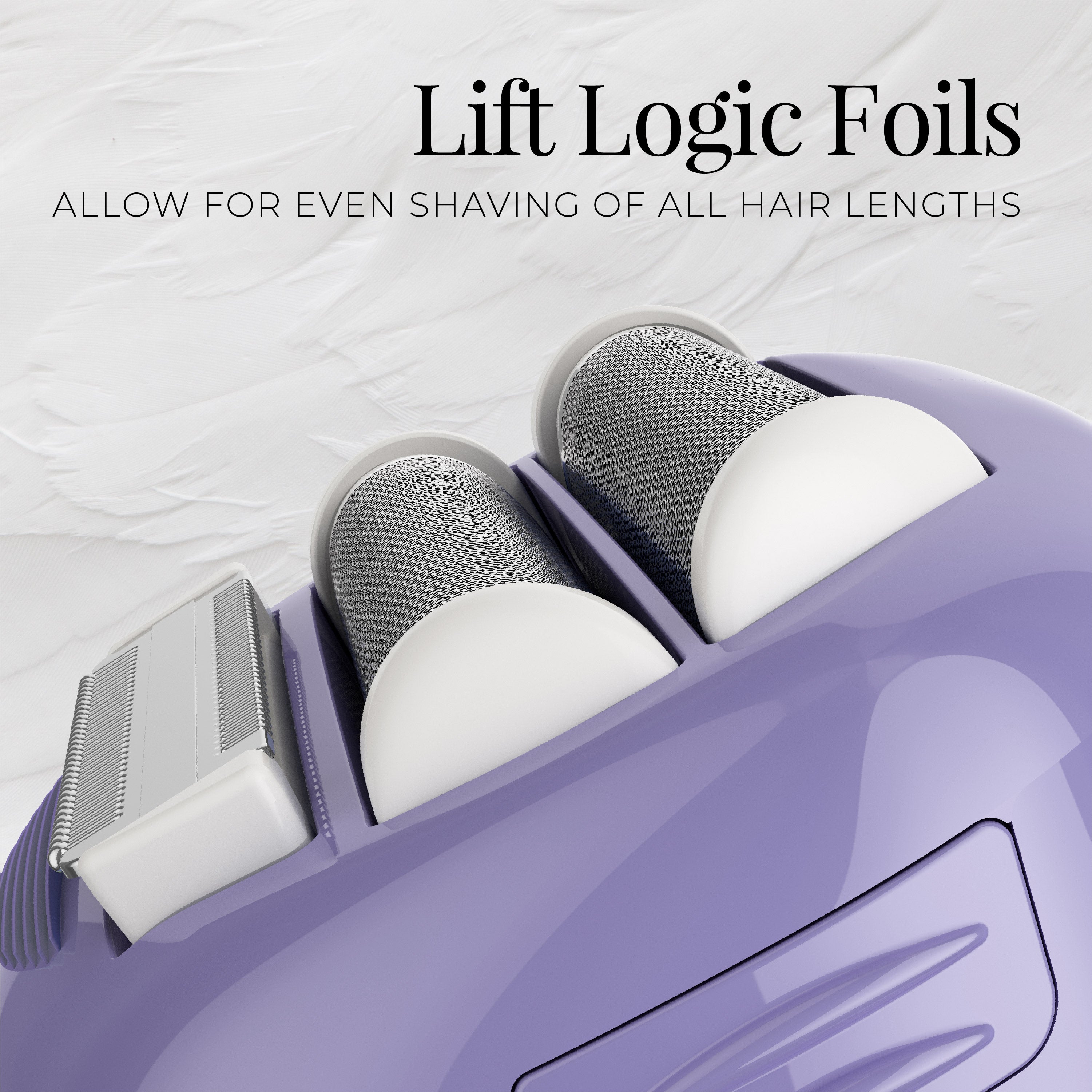 Purple container with Lift Logic Foils on a white background