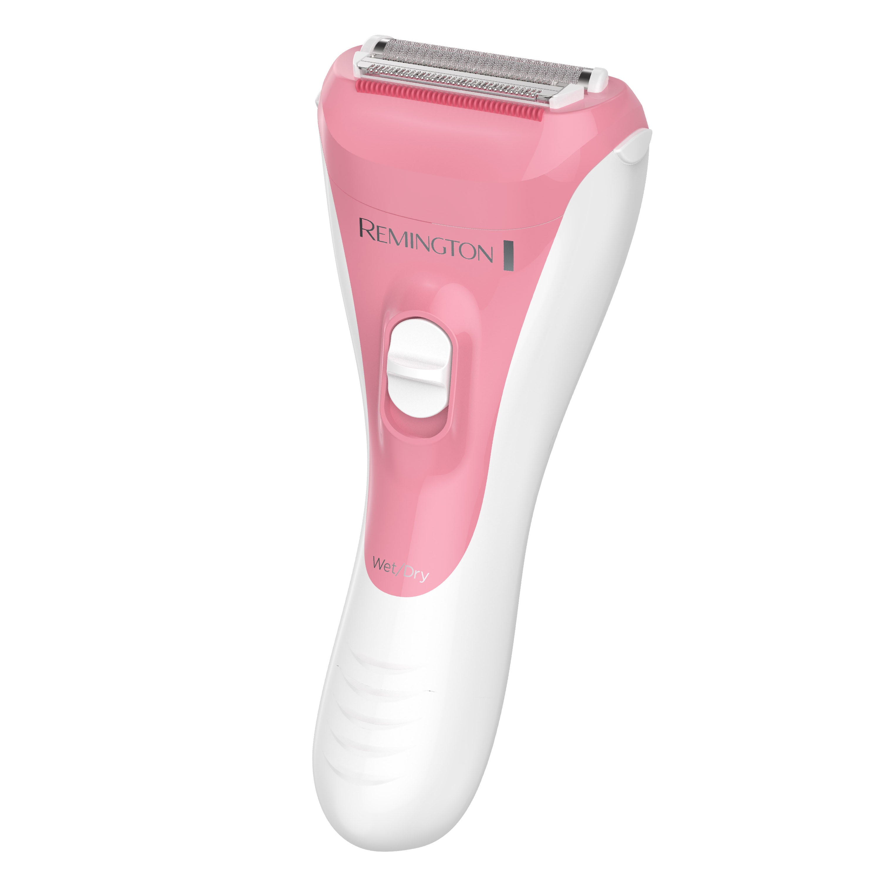 Pink and white Remington hair removal device on a white background