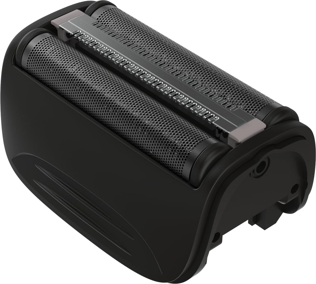 Black electric shaver on a white background