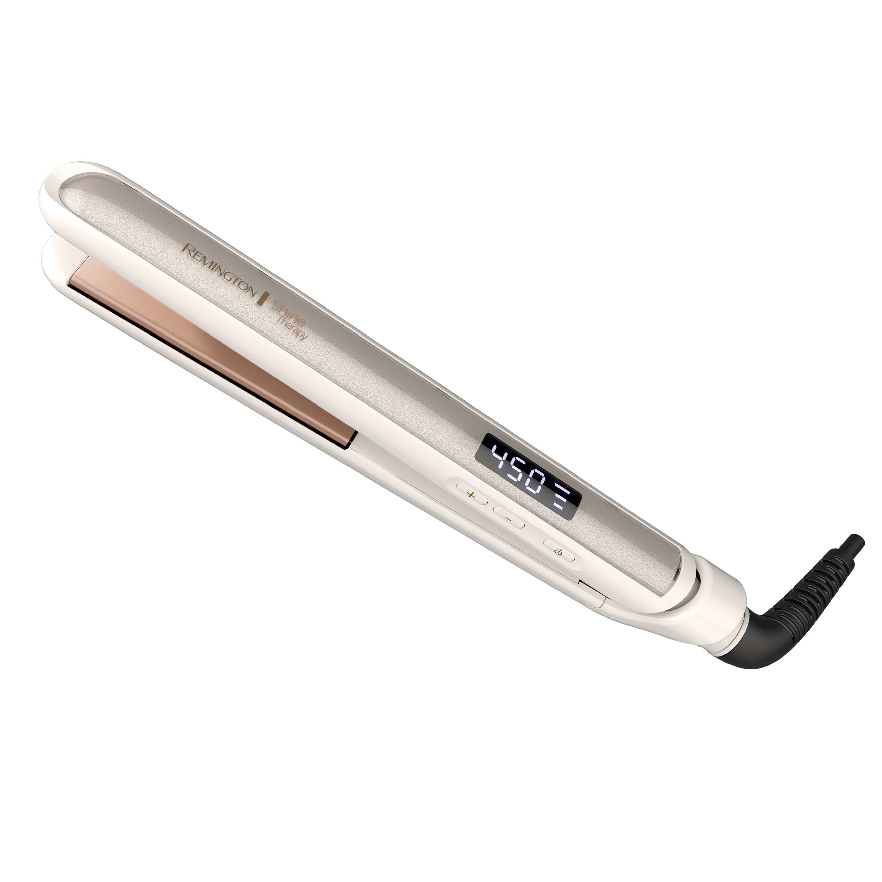 Hair straightener with digital display on a white background
