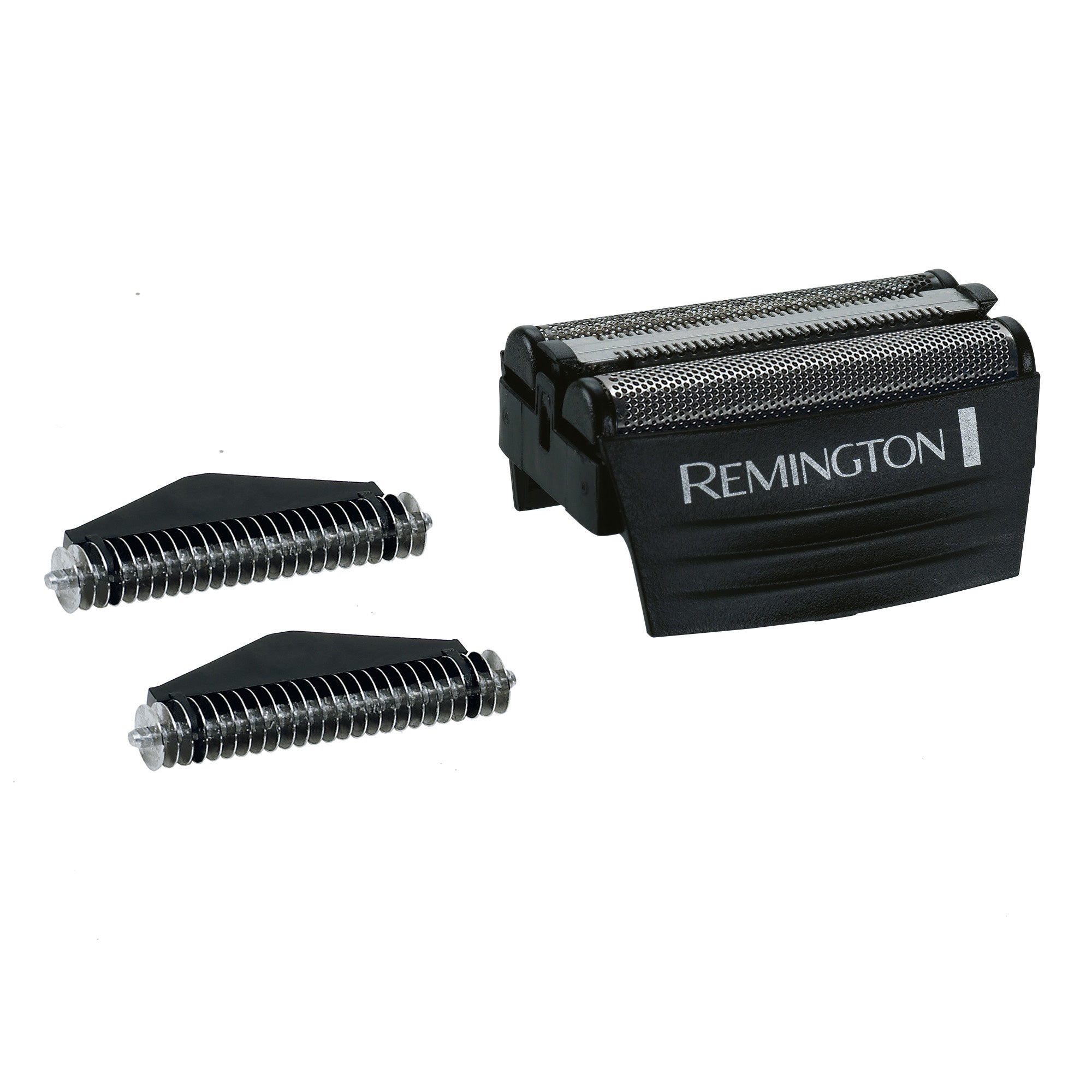 Remington electric shaver head with two additional comb plates on a white background