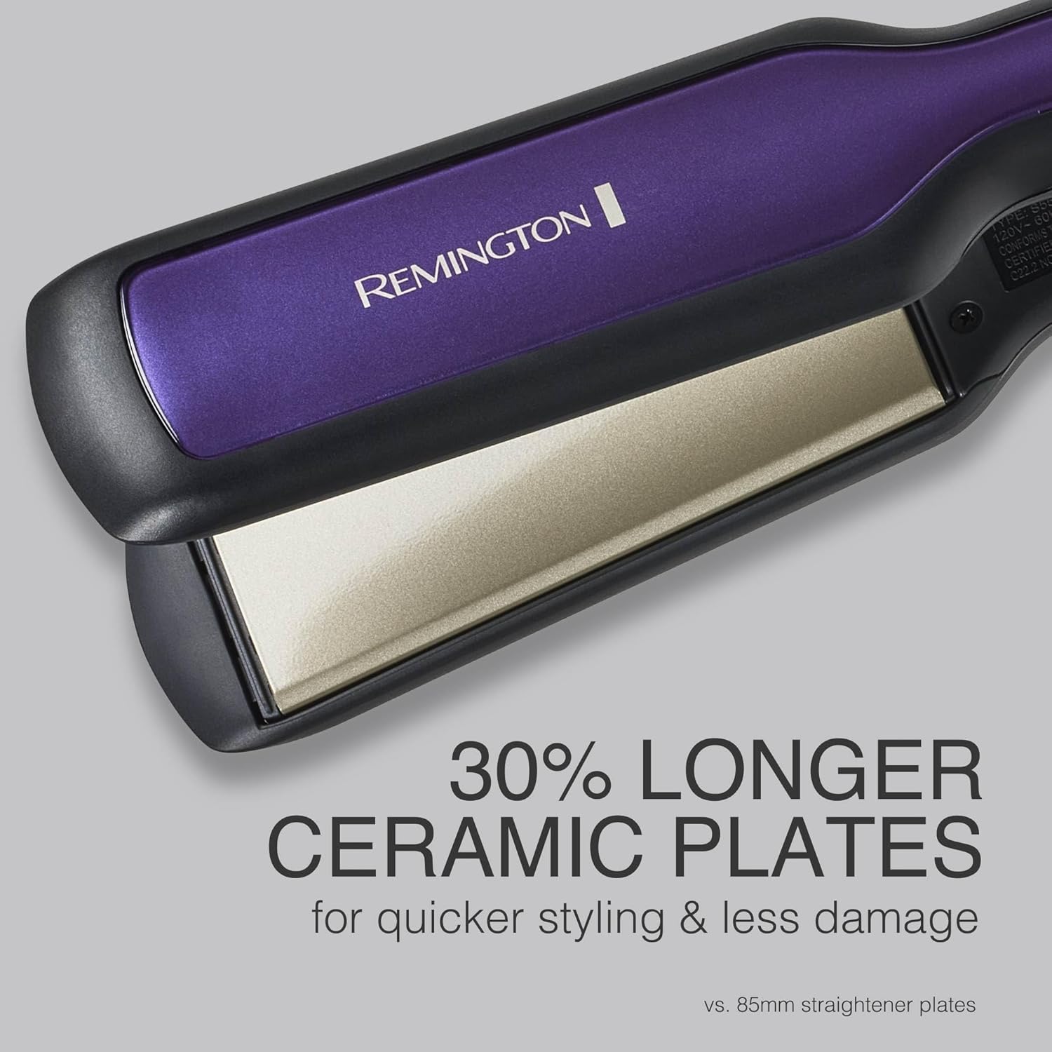 1 3/4" Anti Static Technology Flat Iron top on a gray background