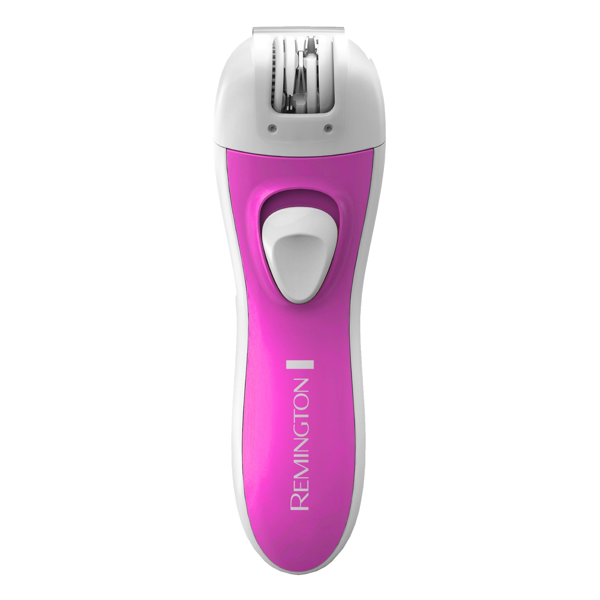 Pink and silver Remington epilator on a white background