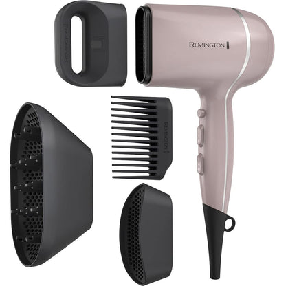 Remington hair dryer with attachments on a white background