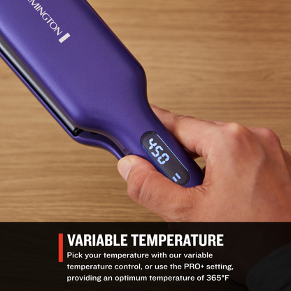 S9355US Gloss™ 2 in Flat Iron with digital display on a wooden surface, featuring the brand 'Mingting'.