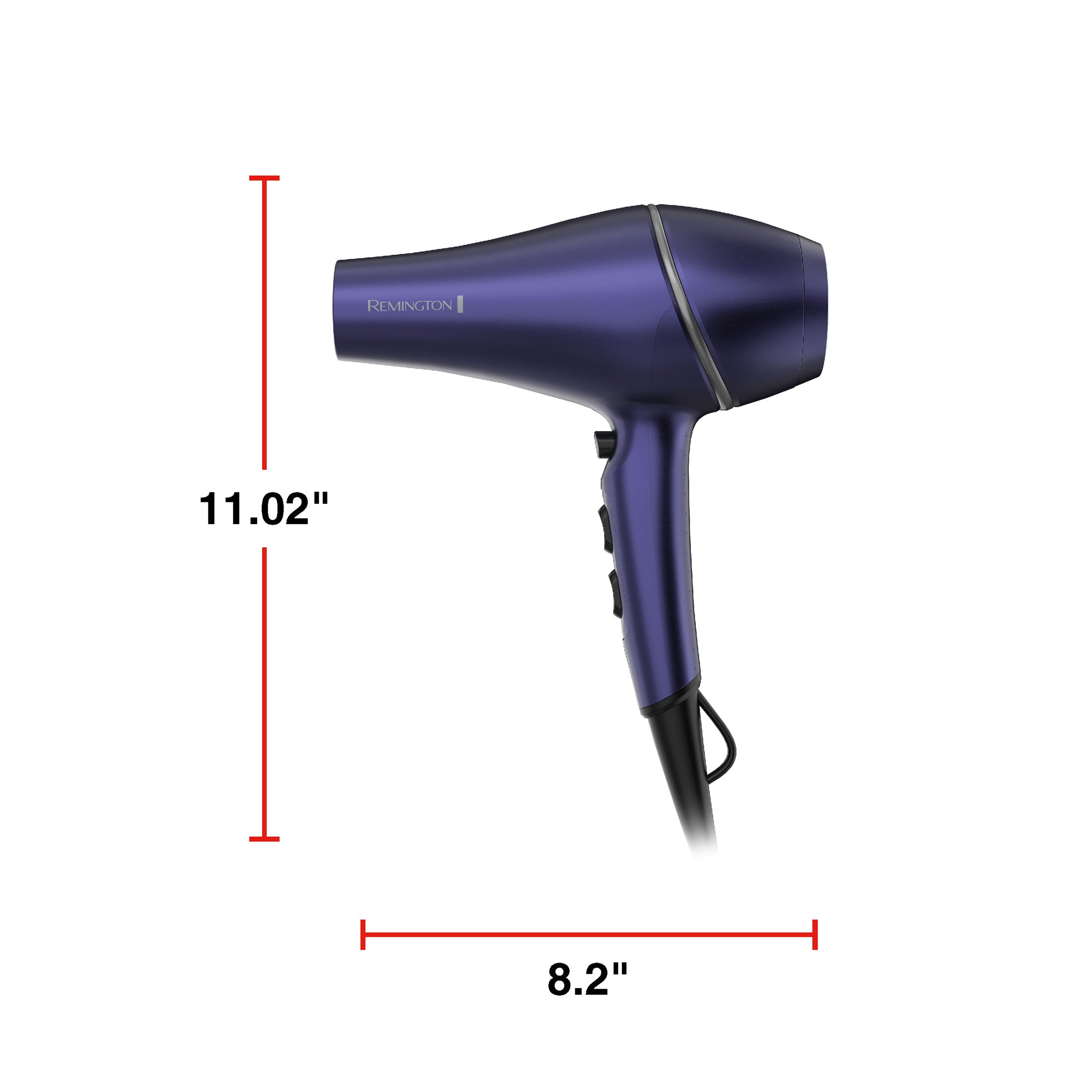 AC9350US Gloss™ Hair Dryer with dimensions labeled on a white background