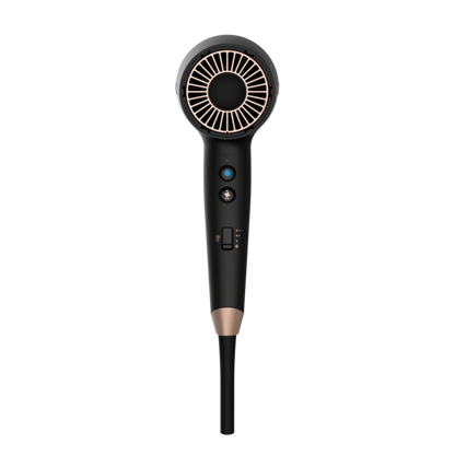 D31A10 Black hair dryer with a fan nozzle on a white background