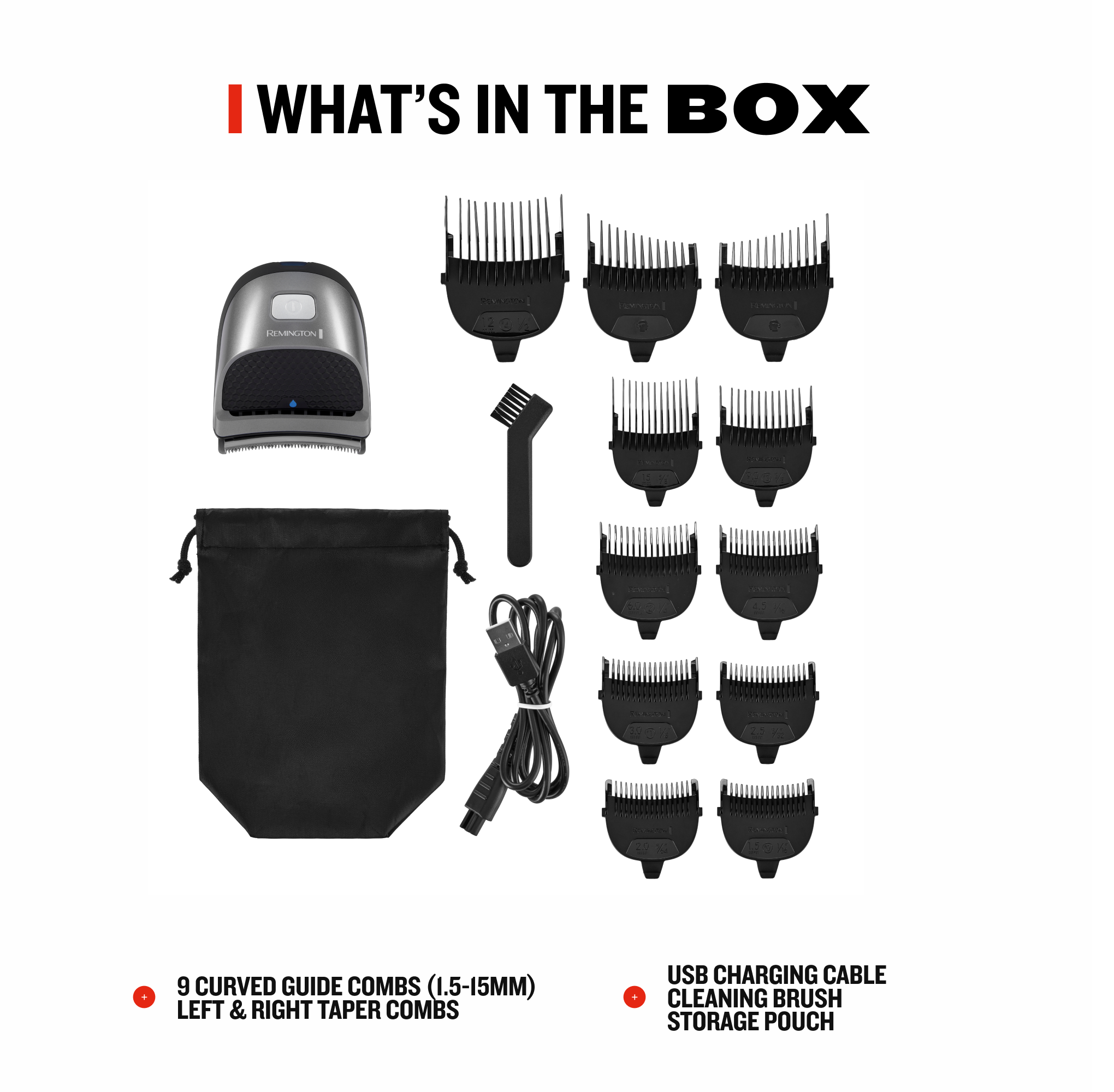Hair trimmer set with accessories on a white background