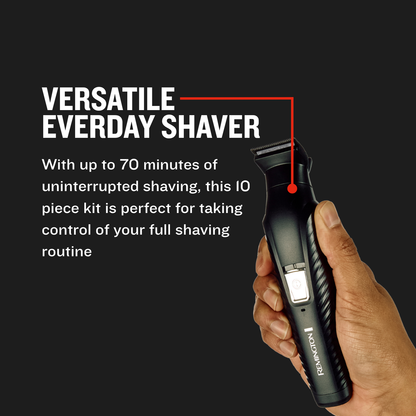 Annotated image of the REMINGTON PG3000A Shaver in a persons hand