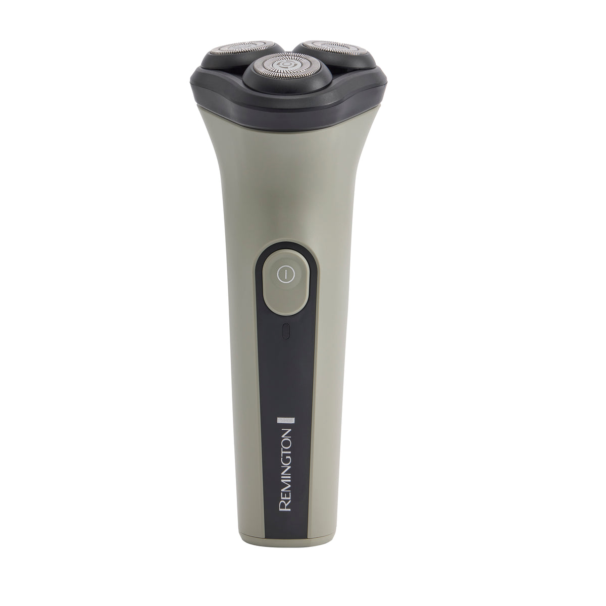 RC3370 Rotary shaver with a gray and black body, featuring three rotary shaving heads at the top and a power button on the front, shown against a plain white background.