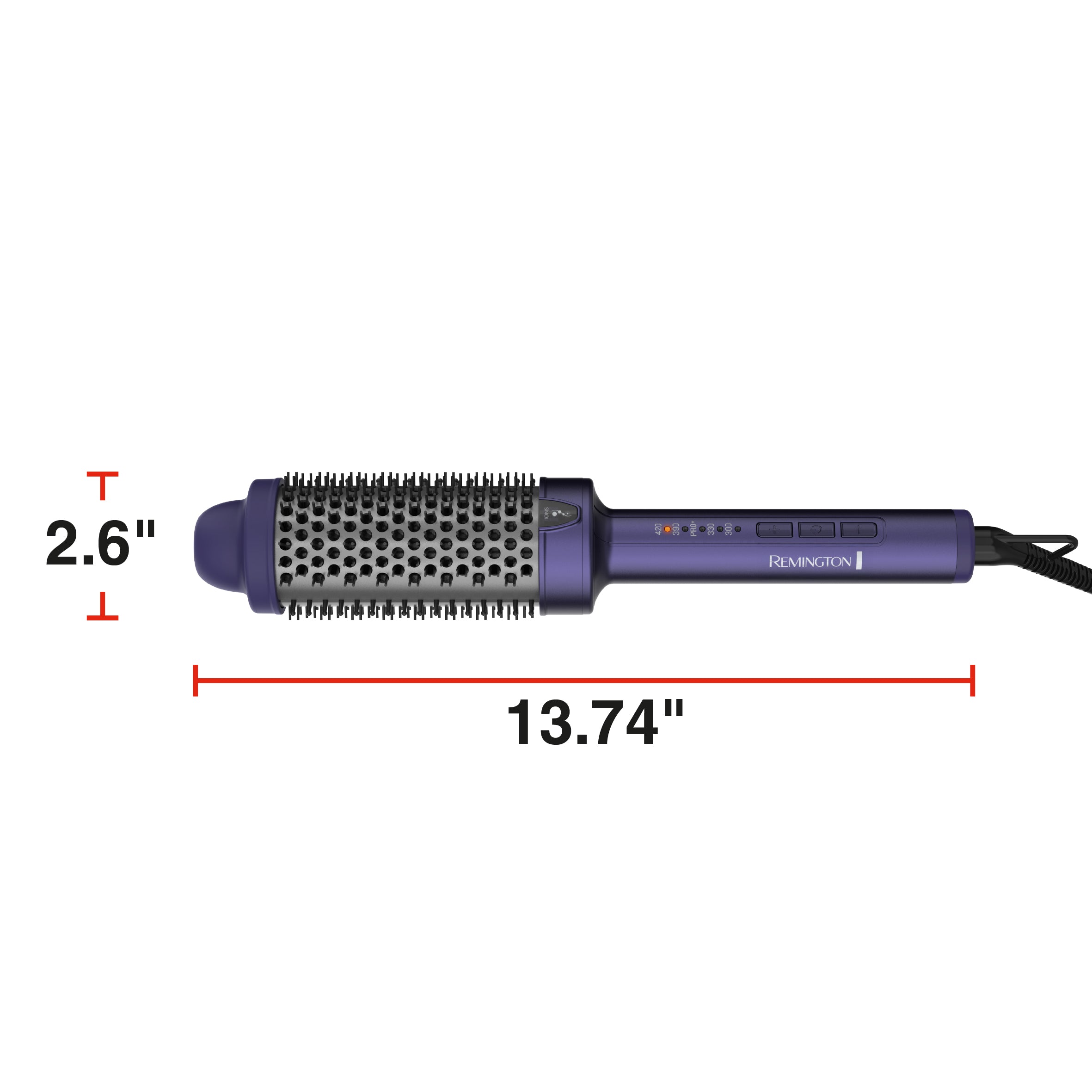 CB9344US Gloss™ Thermal Brush measurements on a white background