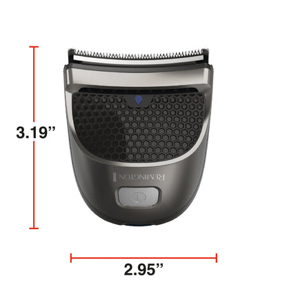 Electric shaver with dimensions on a white background
