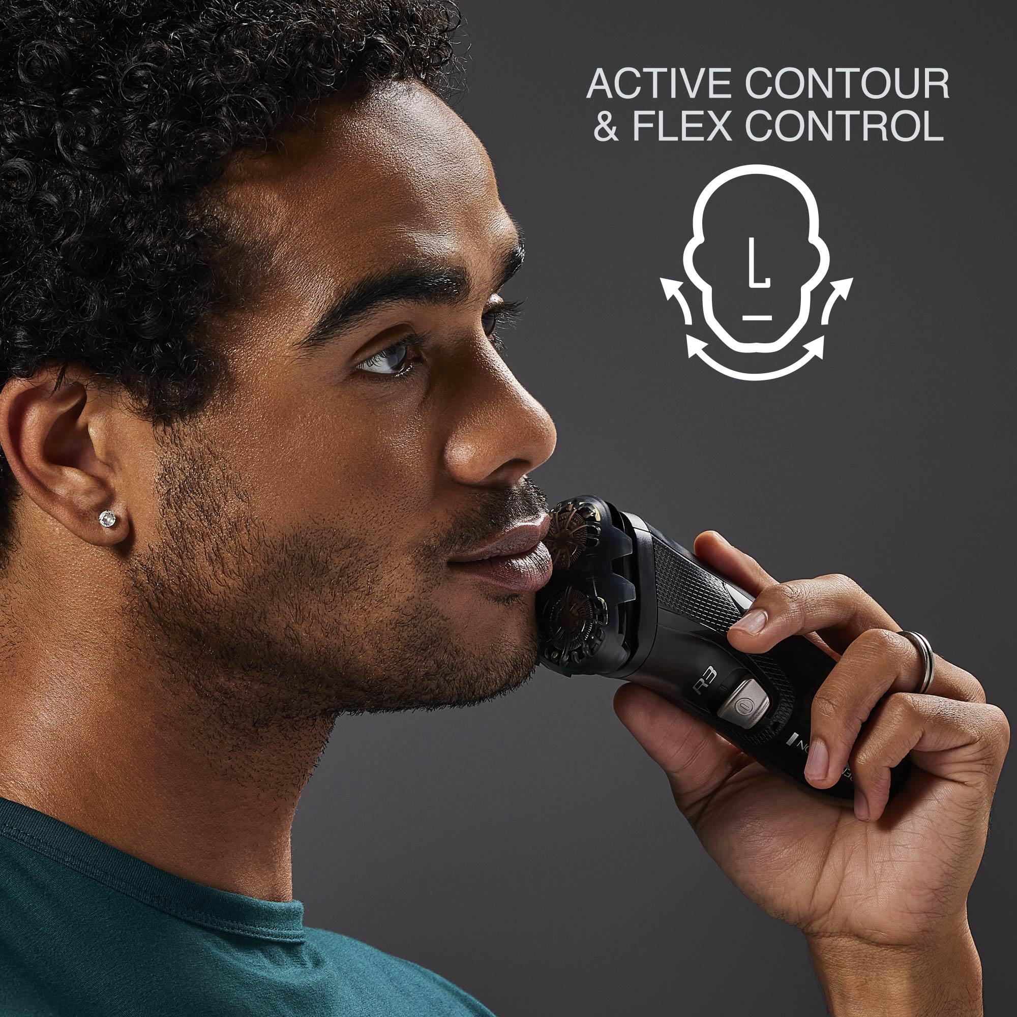 Man shaving with the R3 Style Rotary Shaver