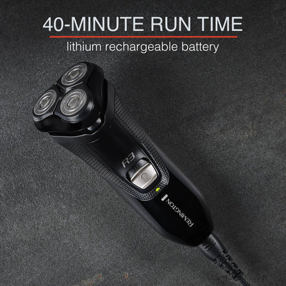 R3 Style Series Rotary Shaver with 40 minute run time lithium rechargeable battery