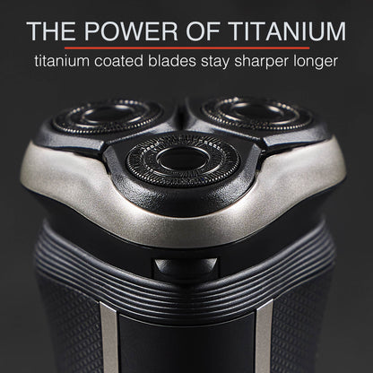 R5 Style Series Rotary Shaver close up showing titanium coated blades