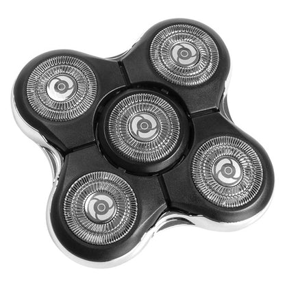 Shaver head with four circular cutting elements on a white background