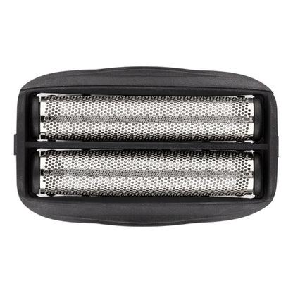 Shaver head with metallic blades on a white background