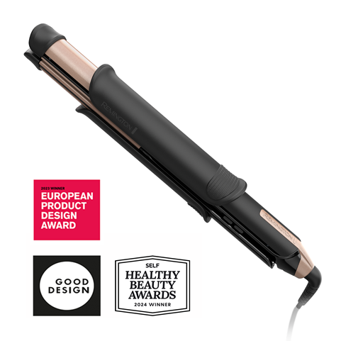 Hair straightener with awards on a white background