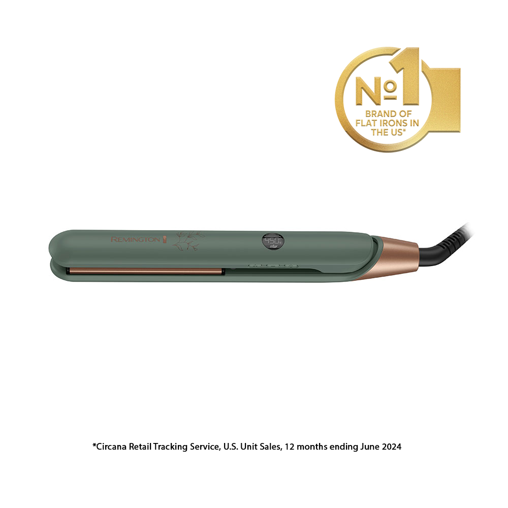 S5750NA Botanicals™ 1" Flat Iron with gold logo on a white background