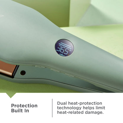 S5755NA Botanicals™ 2" Flat Iron temperature display on a green background
