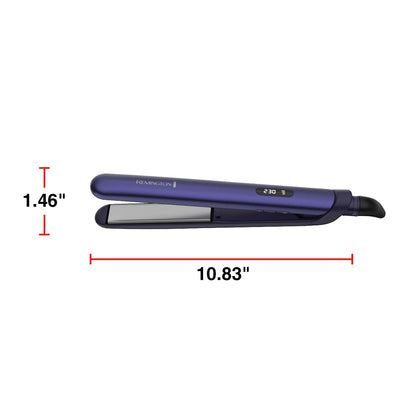 S9350NA Gloss™ 1" Flat Iron with measurements on a white background