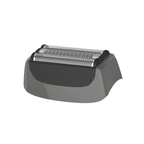 Gray electric shaver head on a white background