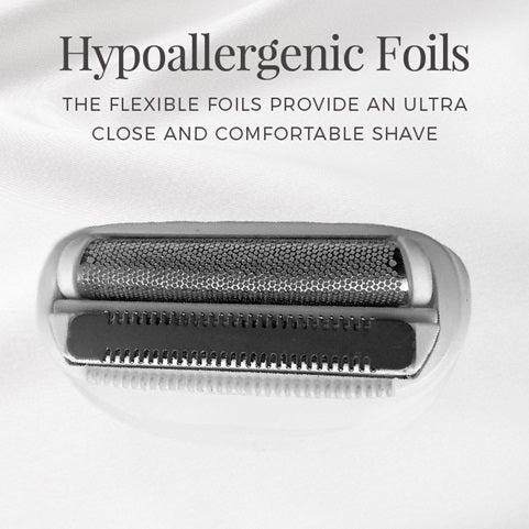 Hypoallergenic foil for shaver with text on a white background