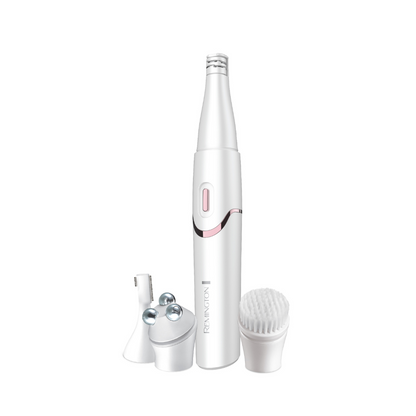 White electronic device with attachments on a white background
