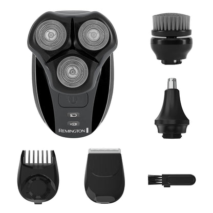 Remington electric shaver set with attachments on a white background