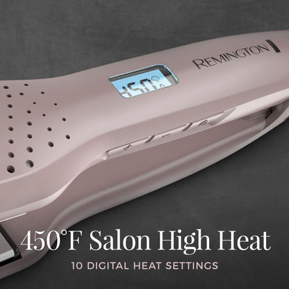 Remington hair dryer with digital display on a dark background