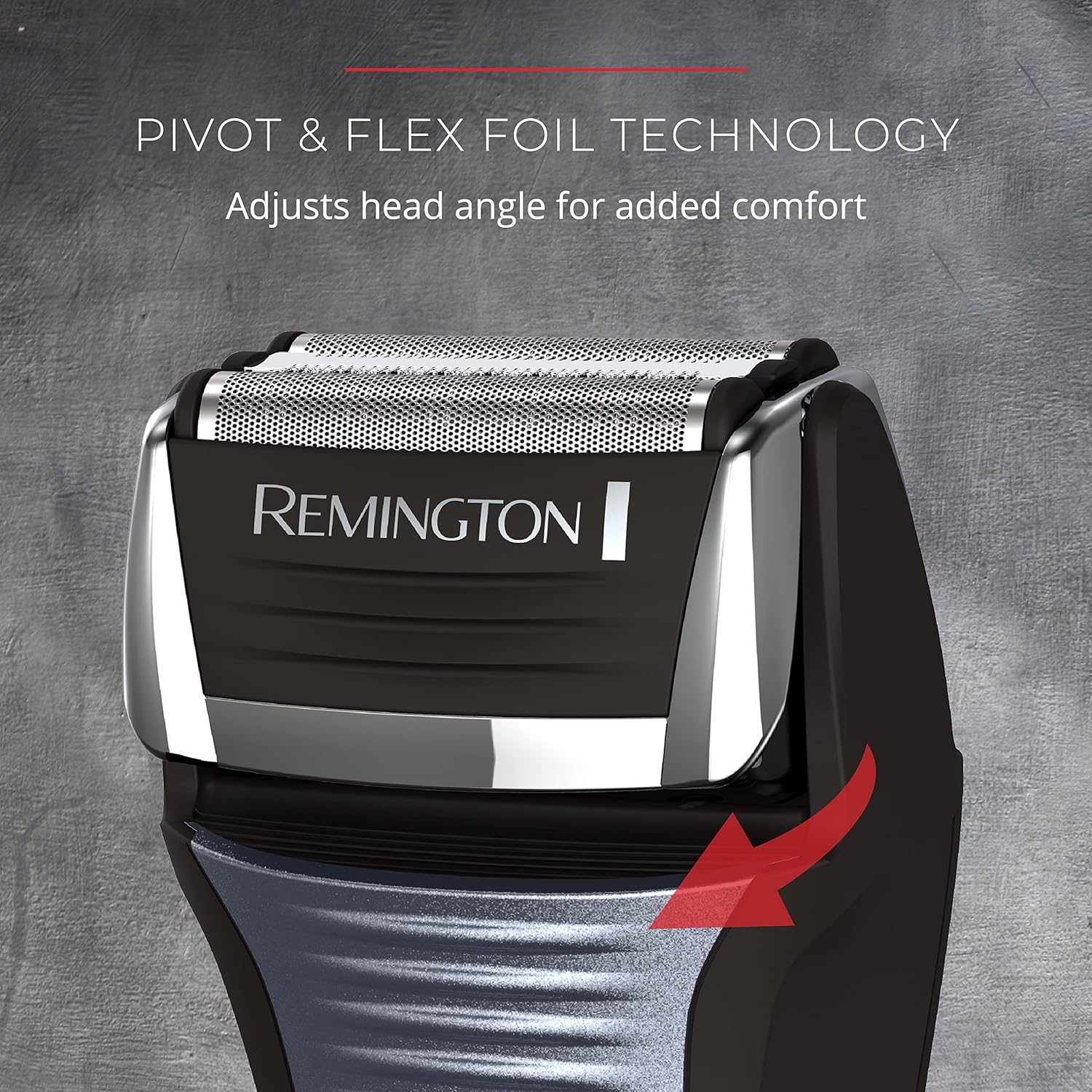 Remington shaver with Pivot & Flex Foil Technology on a gray background