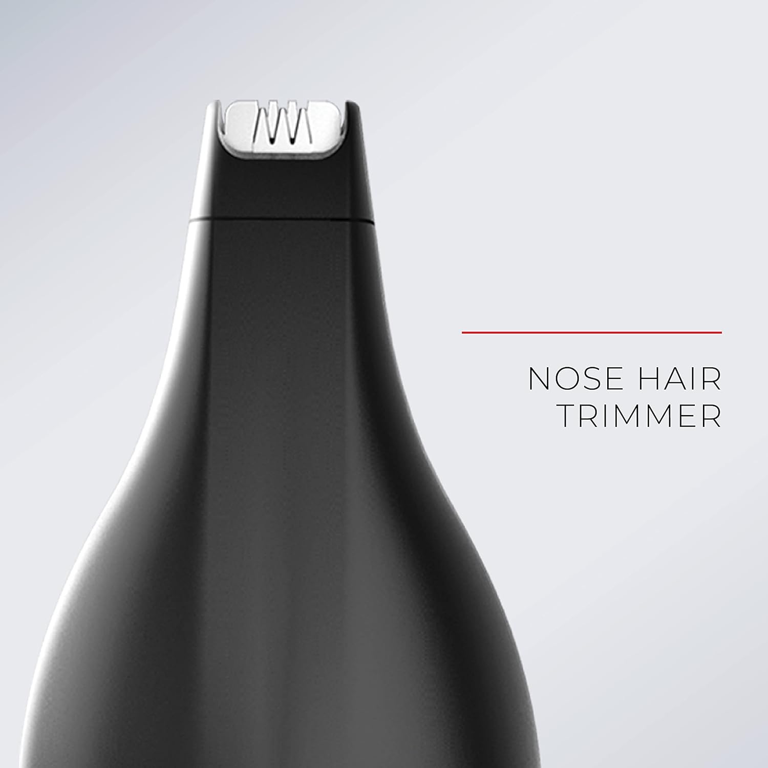 Nose hair trimmer on a light gray background with 'Nose Hair Trimmer' text.