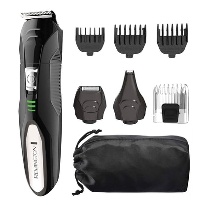 Remington hair trimmer set with attachments on a white background