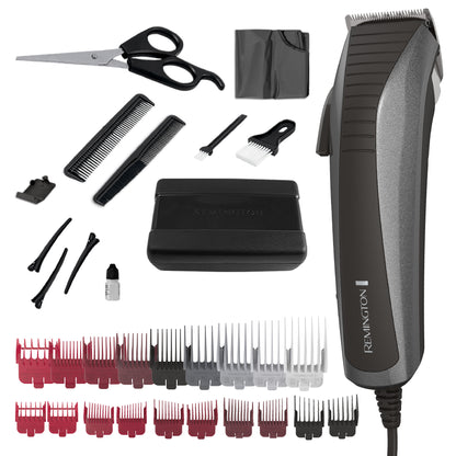 Remington hair trimmer set with attachments on a white background