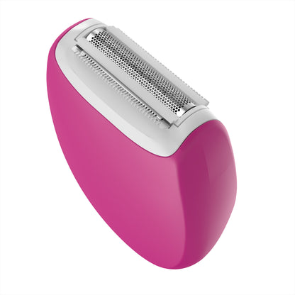 Pink and silver epilator on a white background