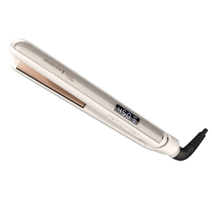 Hair straightener with digital display on a white background