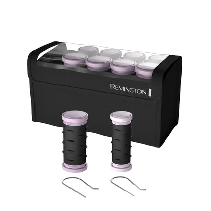 Remington hair roller set with black and purple rollers on a white background