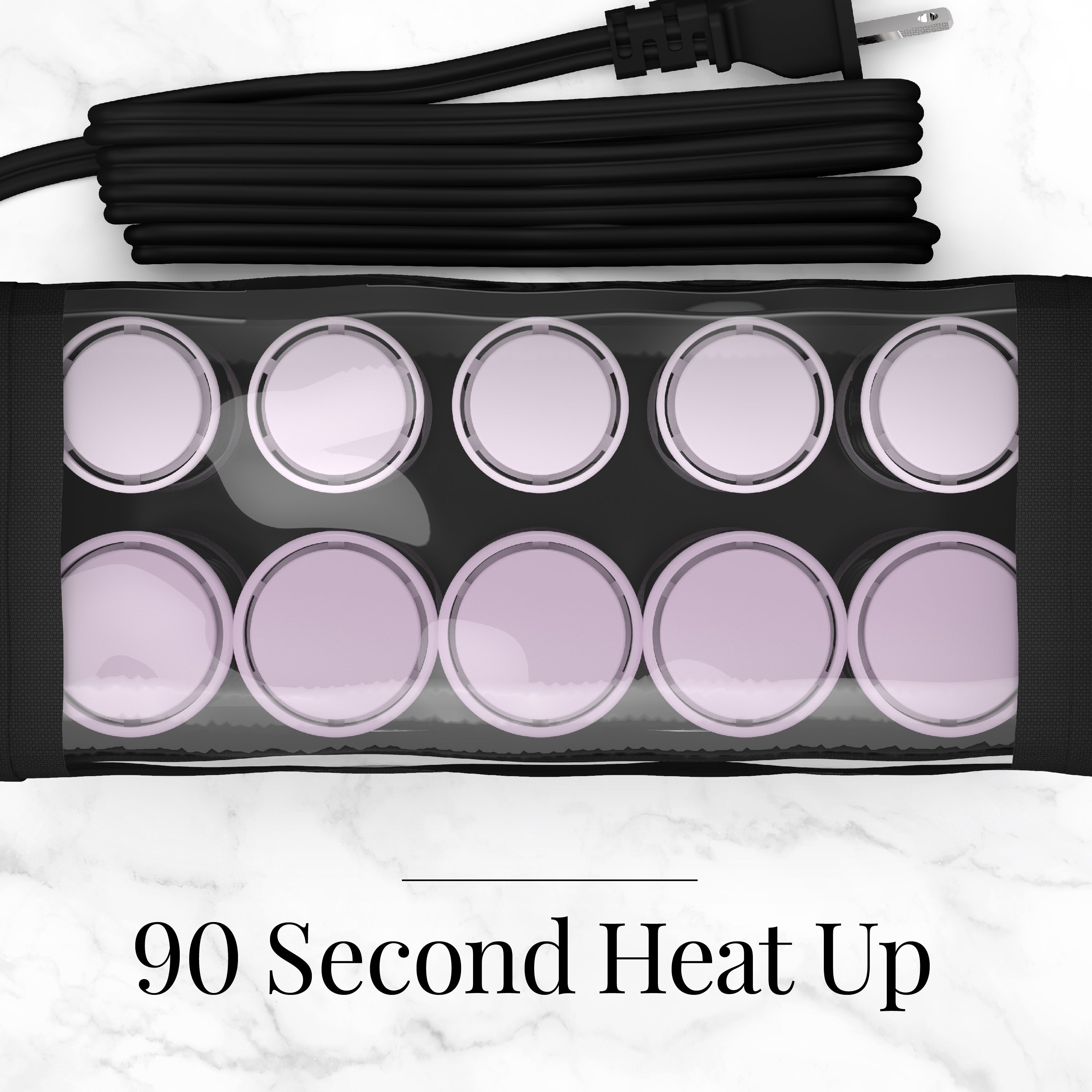 Heat mat with 10 circular heating elements and power cord on a white background