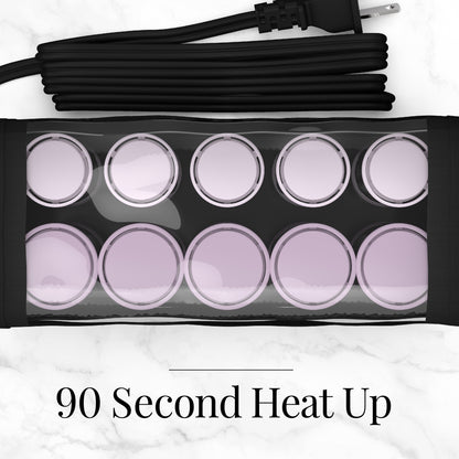 Heat mat with 10 circular heating elements and power cord on a white background