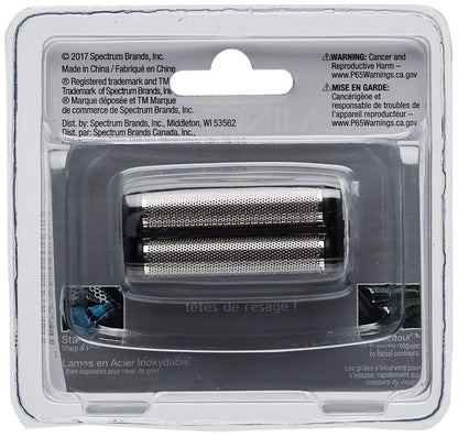 Shaver head in packaging with brand information