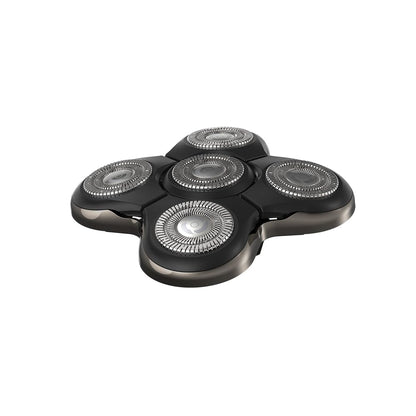 Shaver head with four circular cutting elements on a white background